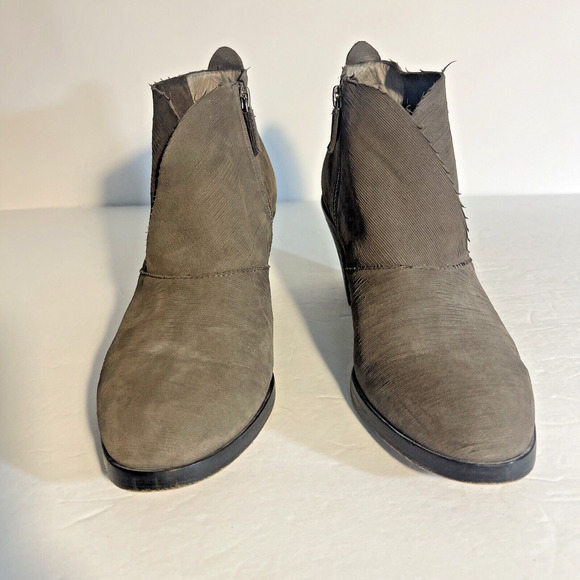 Eileen Fisher Boots Sz 8.5 Bootie Vero Cucio Lagenlook Suede Brown Grey Earthy - Picture 4 of 14